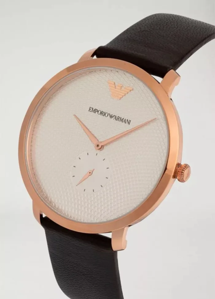 Emporio Armani Modern Slim Analog Silver Dial Brown Leather Strap Watch For Men - AR11163 - Image 5